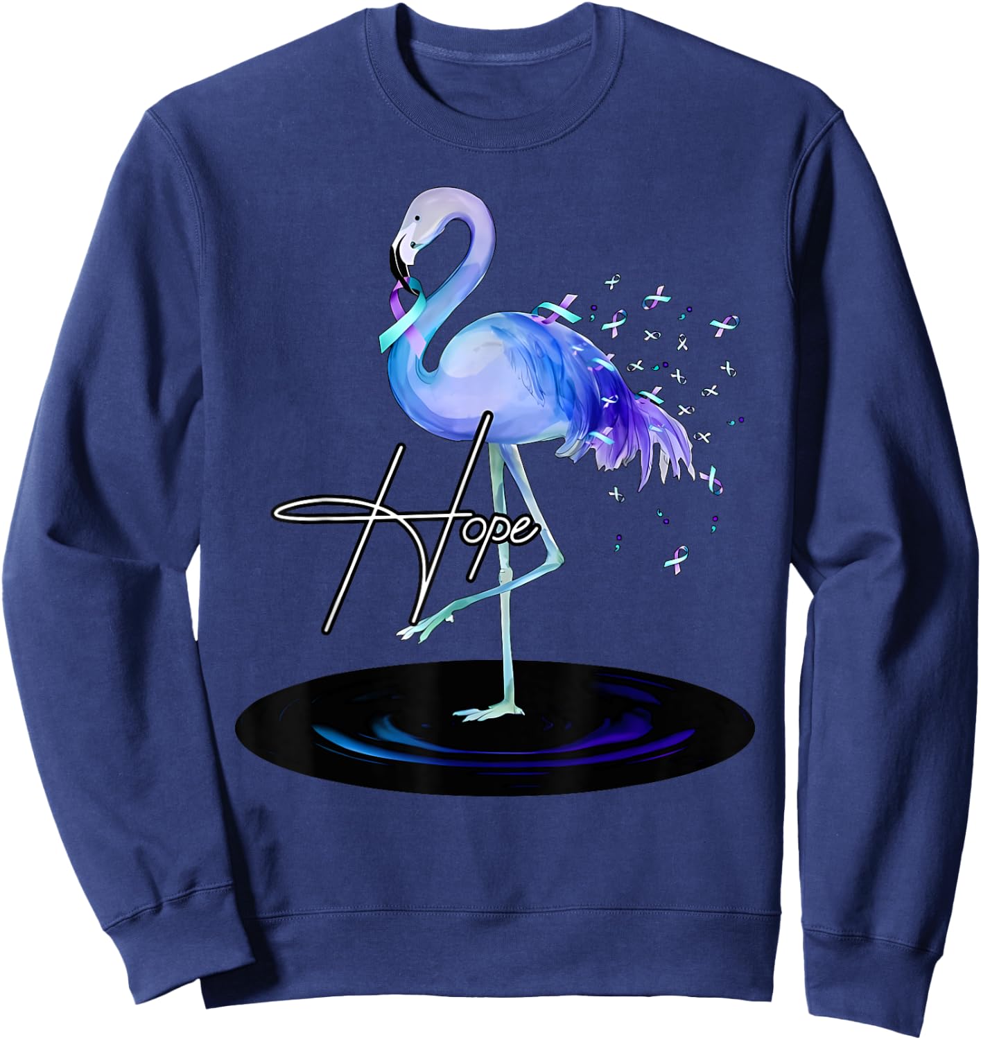 Hope With Flamingo Suicide Prevention Awareness Sweatshirt - Sweatshirt | Navy