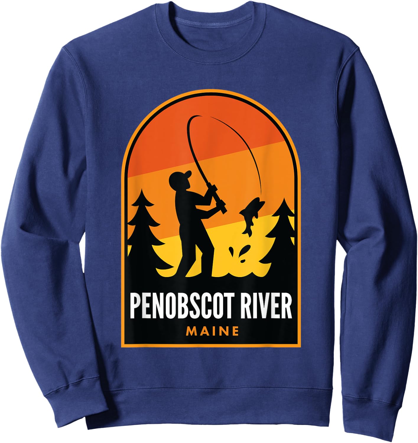 Penobscot River Maine Fishing Sweatshirt - Sweatshirt | Navy