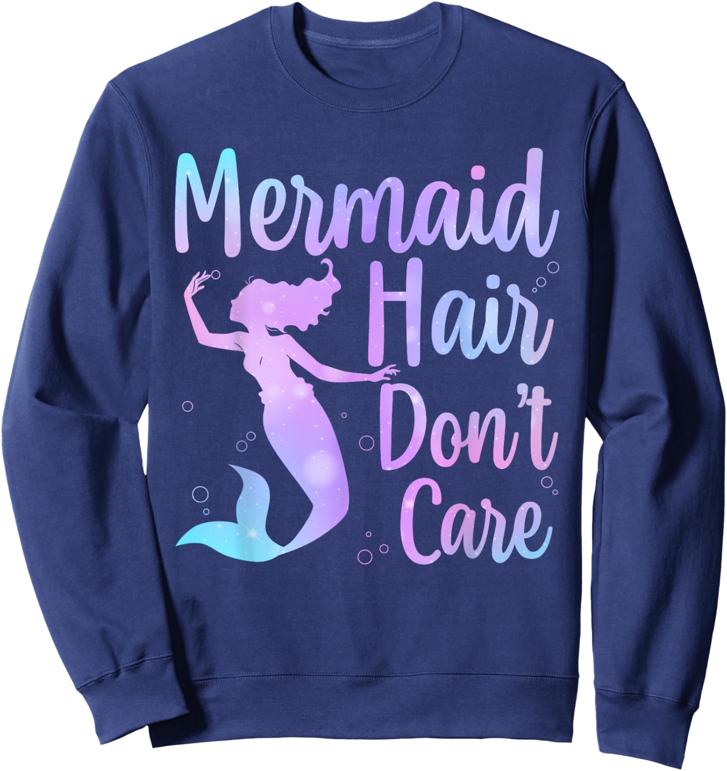 Cool Mermaid Girls Kids Mermaid Hair Don't Care Sweatshirt - Sweatshirt | Navy