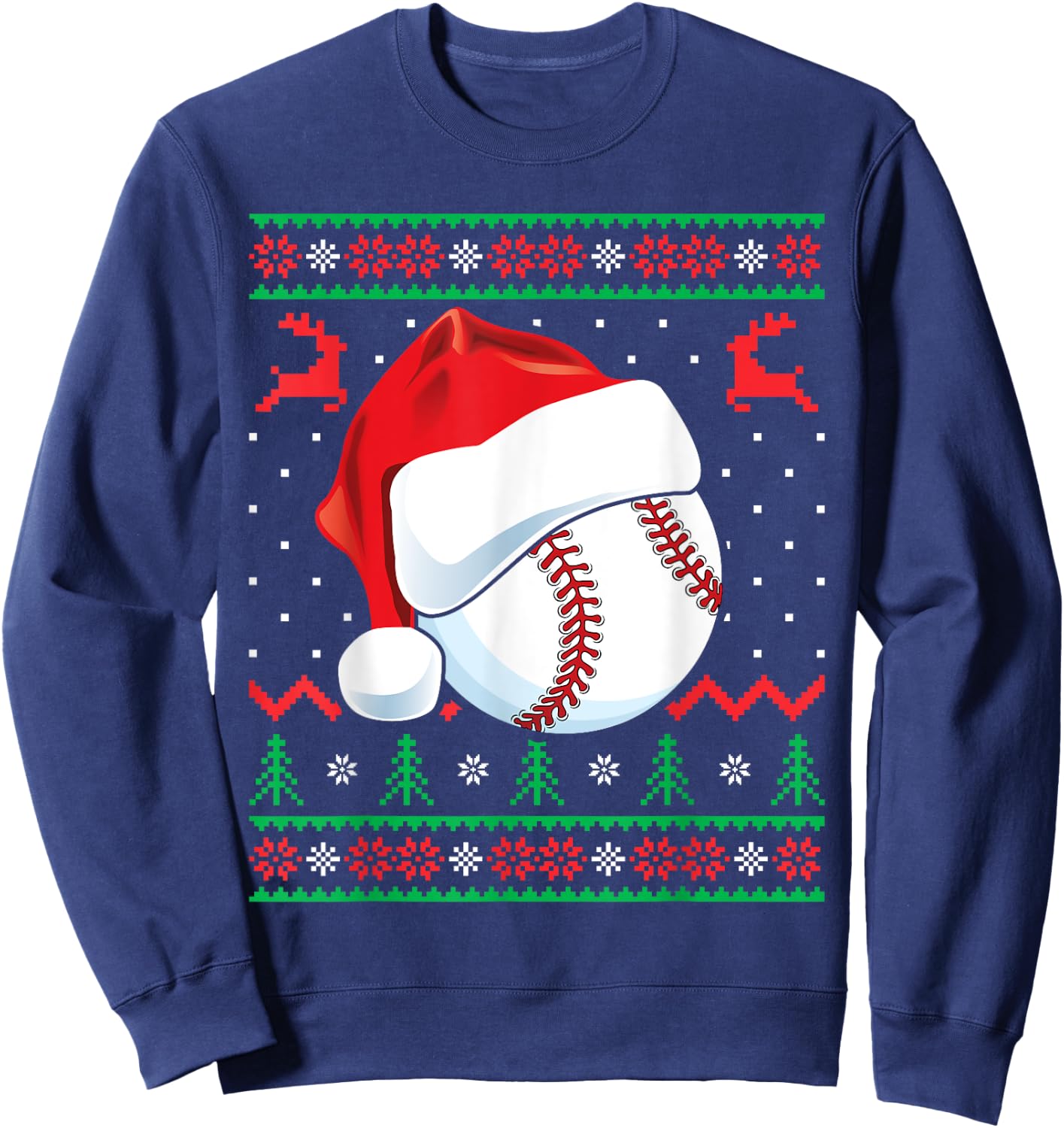 Funny Baseball Ugly Christmas Sweater Boys Sports Xmas Sweatshirt - Sweatshirt | Navy