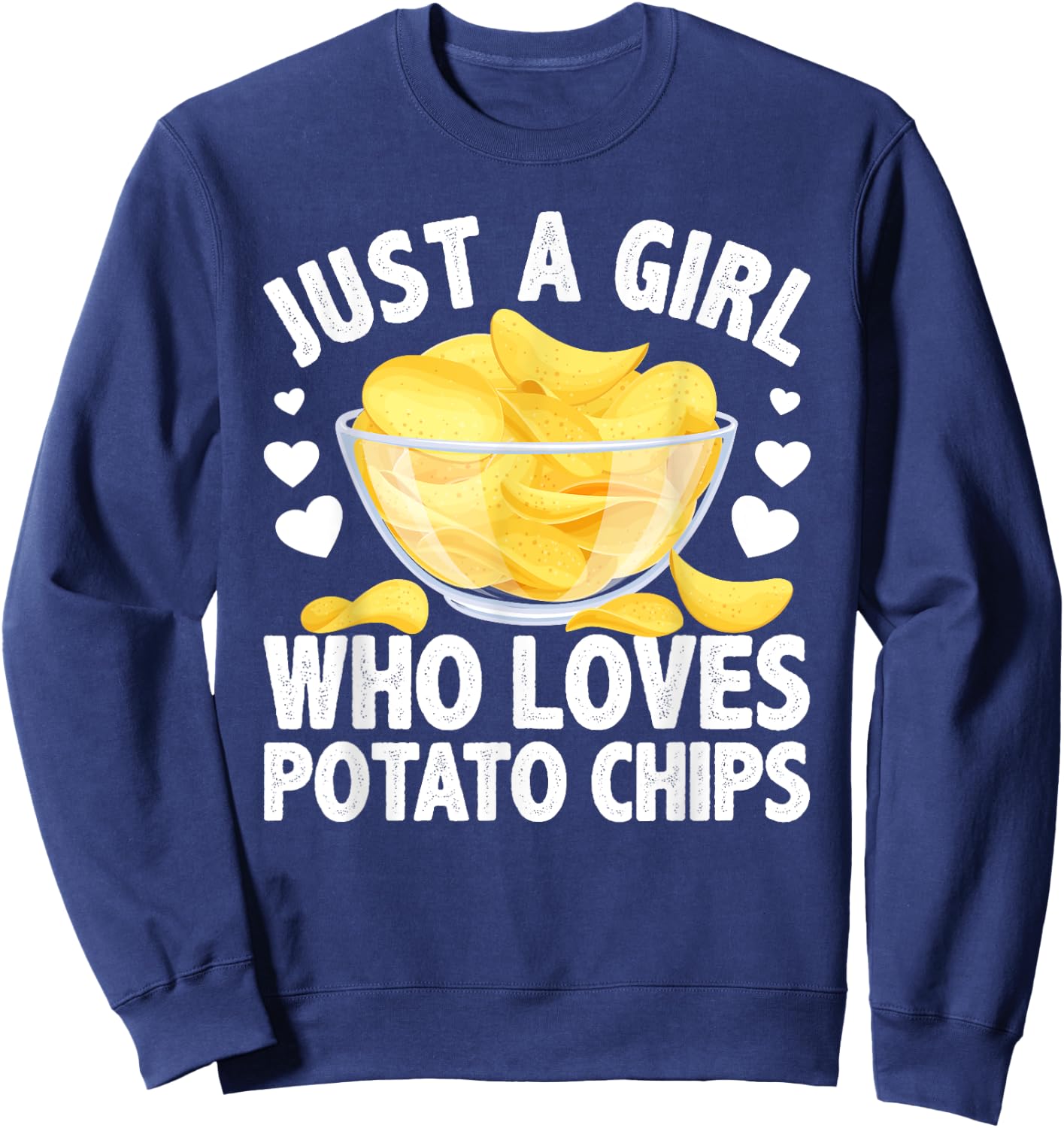 Cool Potato Chip Girls Kids Bag Chips Snack Food Sweatshirt - Sweatshirt | Navy