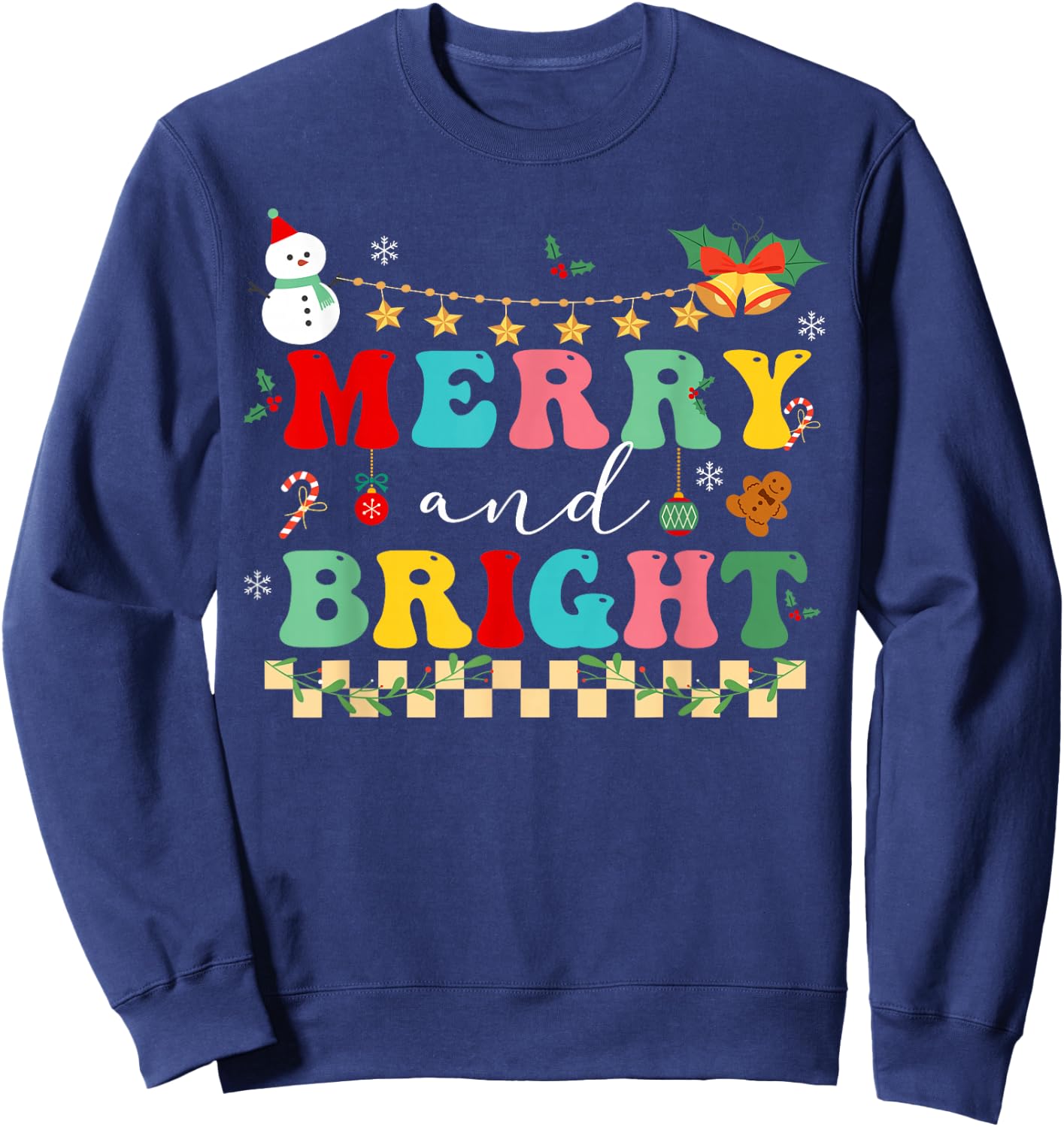 Retro cute Groovy Merry Christmas Bright Family Pajamas Sweatshirt - Sweatshirt | Navy