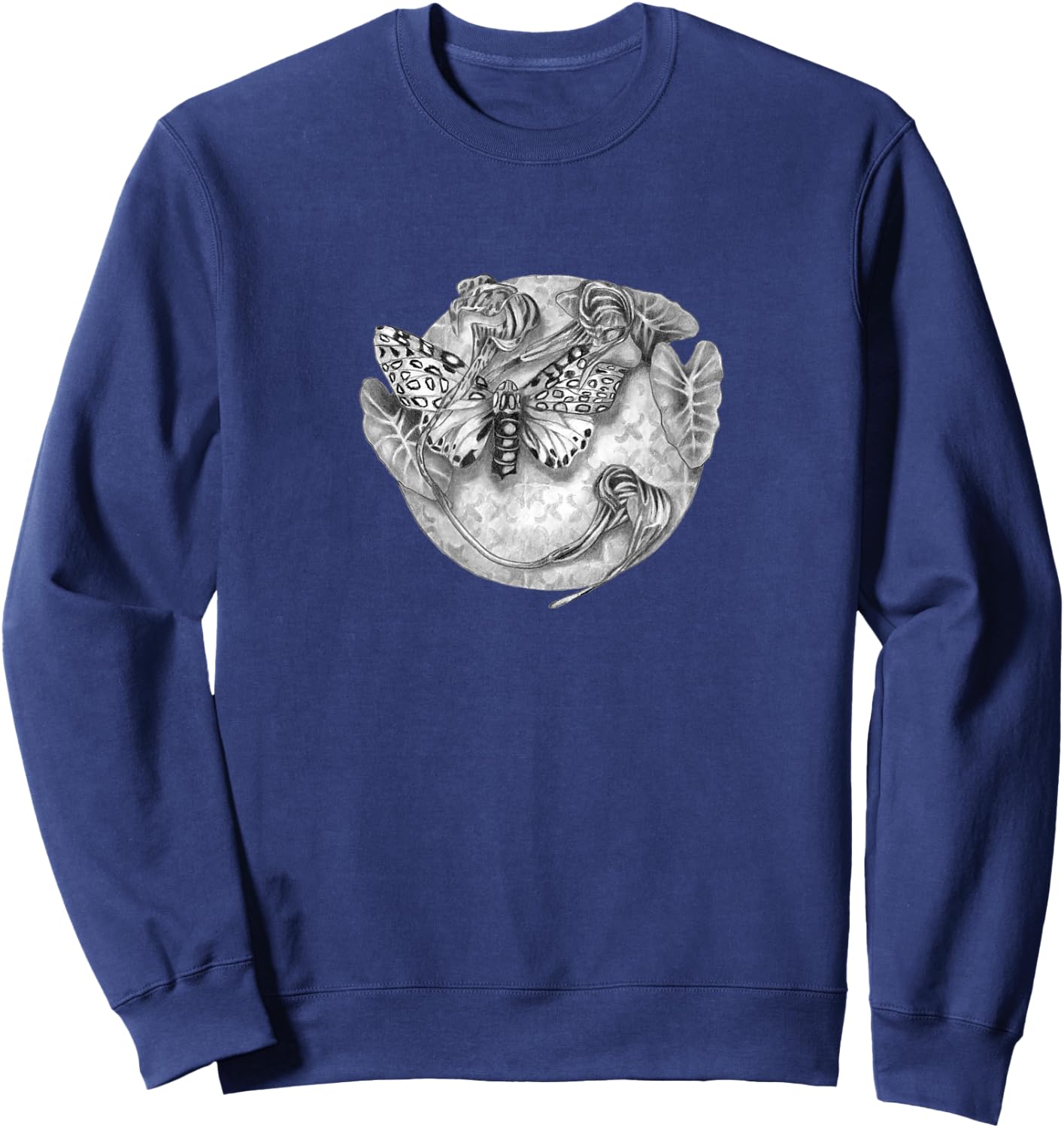 Giant leopard moth and leaves novelty design plants insects Sweatshirt - Sweatshirt | Navy