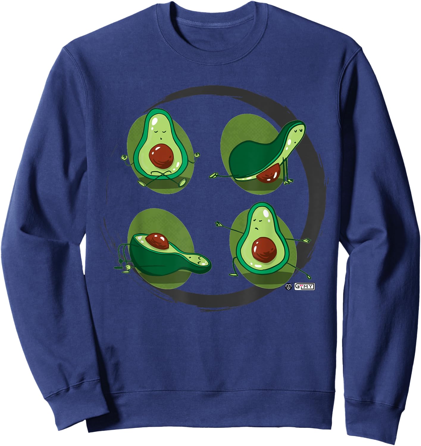 Yogavocado Poses, Funny Tropical Fruit Doing Yoga Poses Sweatshirt - Sweatshirt | Navy