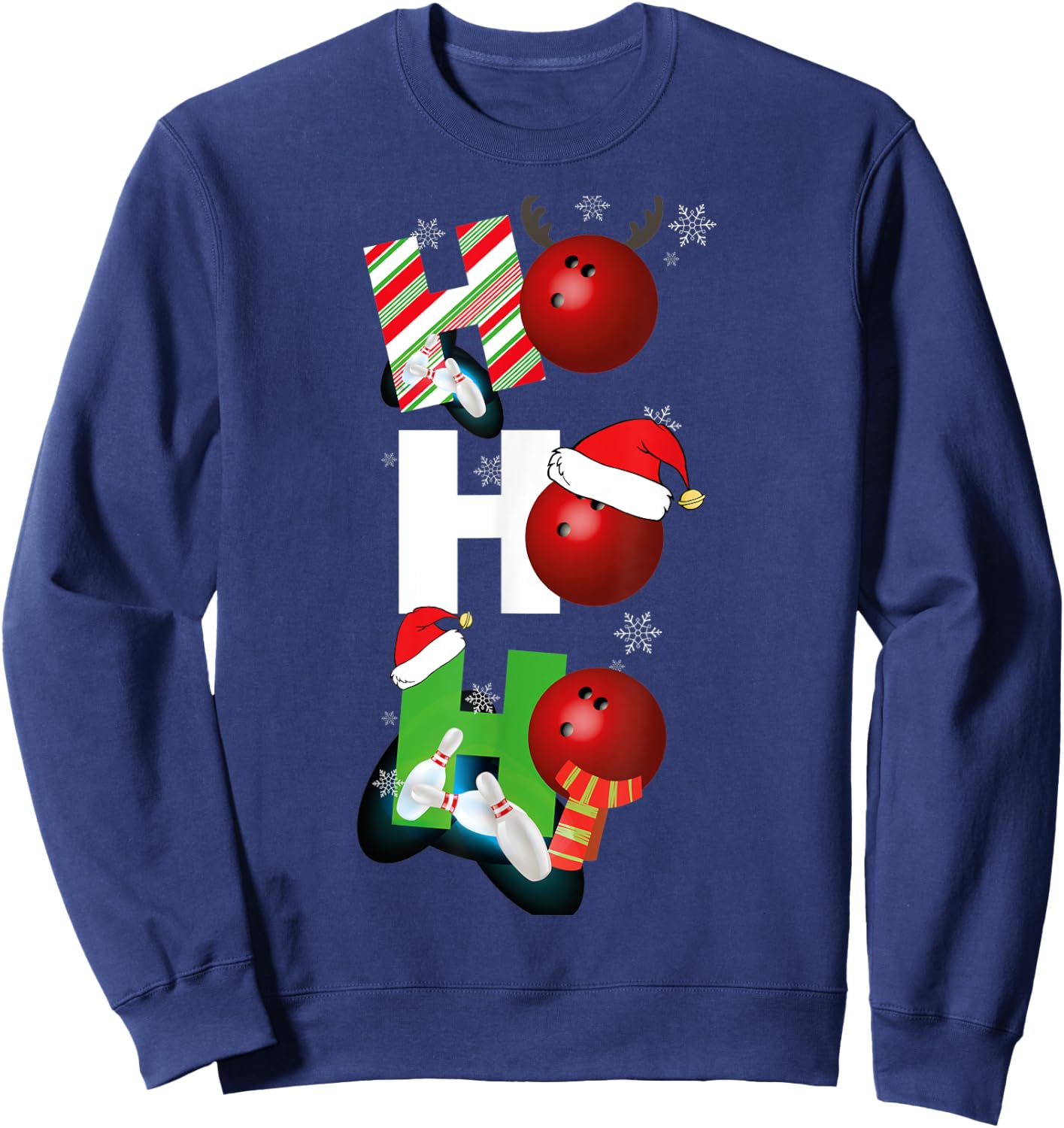 Funny Christmas Bowling Alley Pajamas Player Matching Bowler Sweatshirt - Sweatshirt | Navy