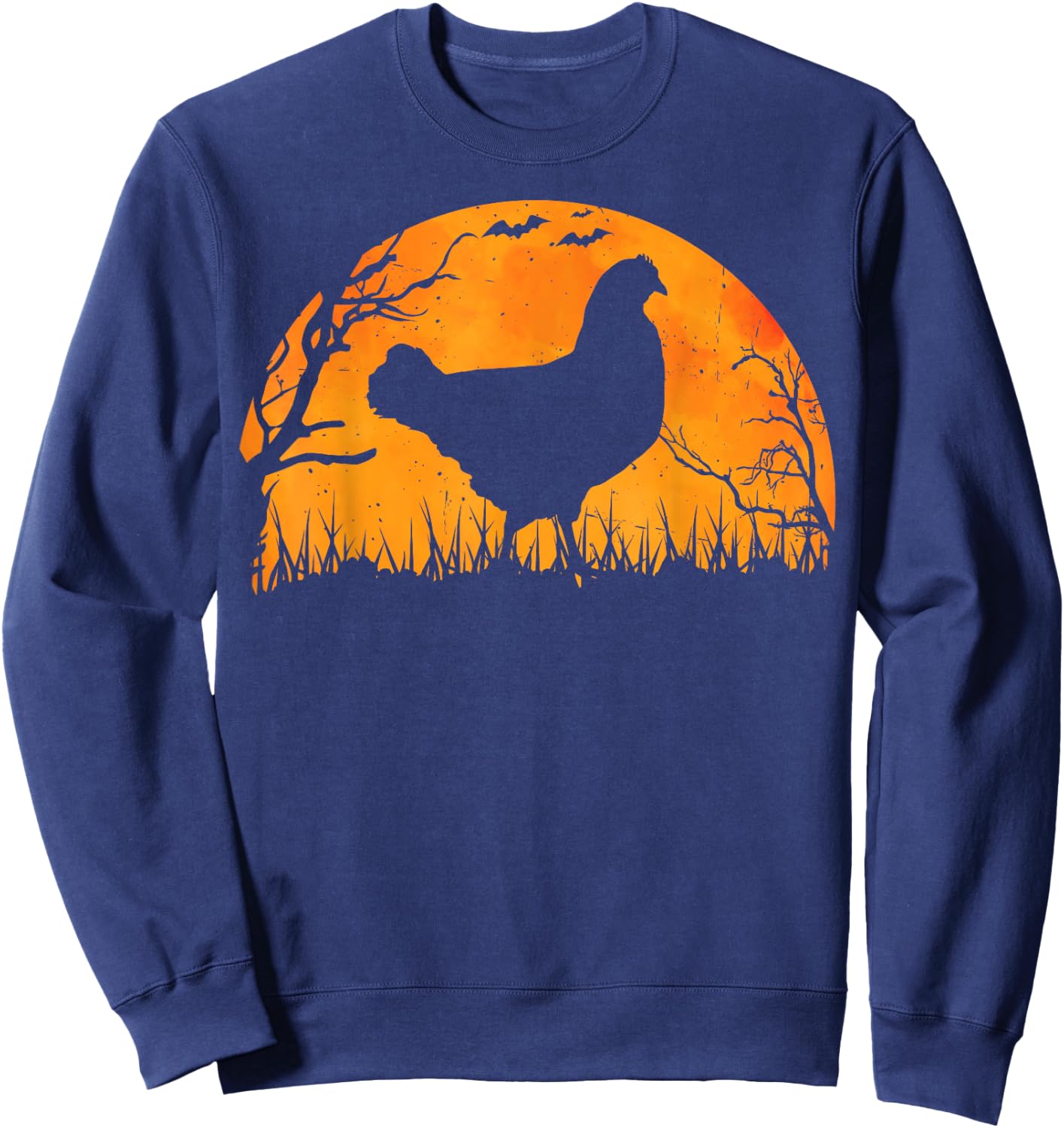 Funny Chicken Halloween Moon Silhouette Spooky Chicken Lover Sweatshirt - Sweatshirt | Navy