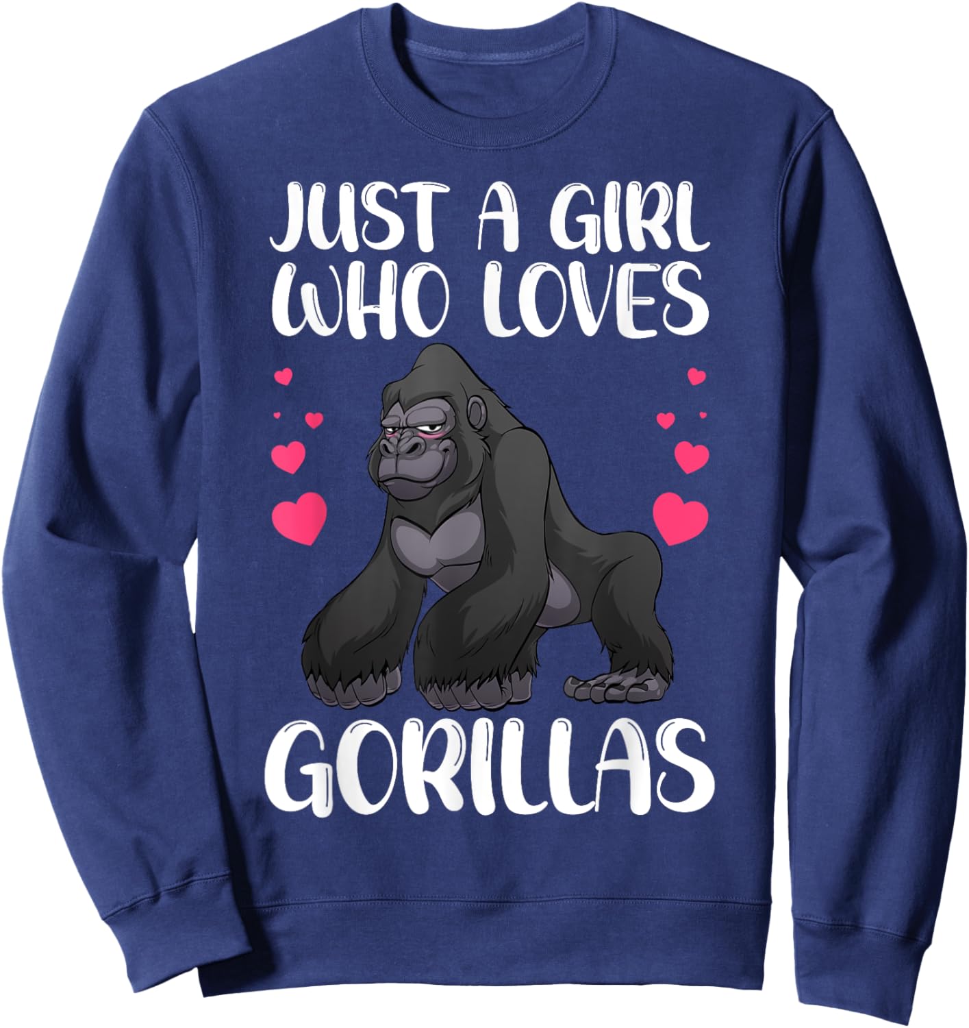Funny Gorilla Design For Girls Kids Women Gorilla Ape Lover Sweatshirt - Sweatshirt | Navy