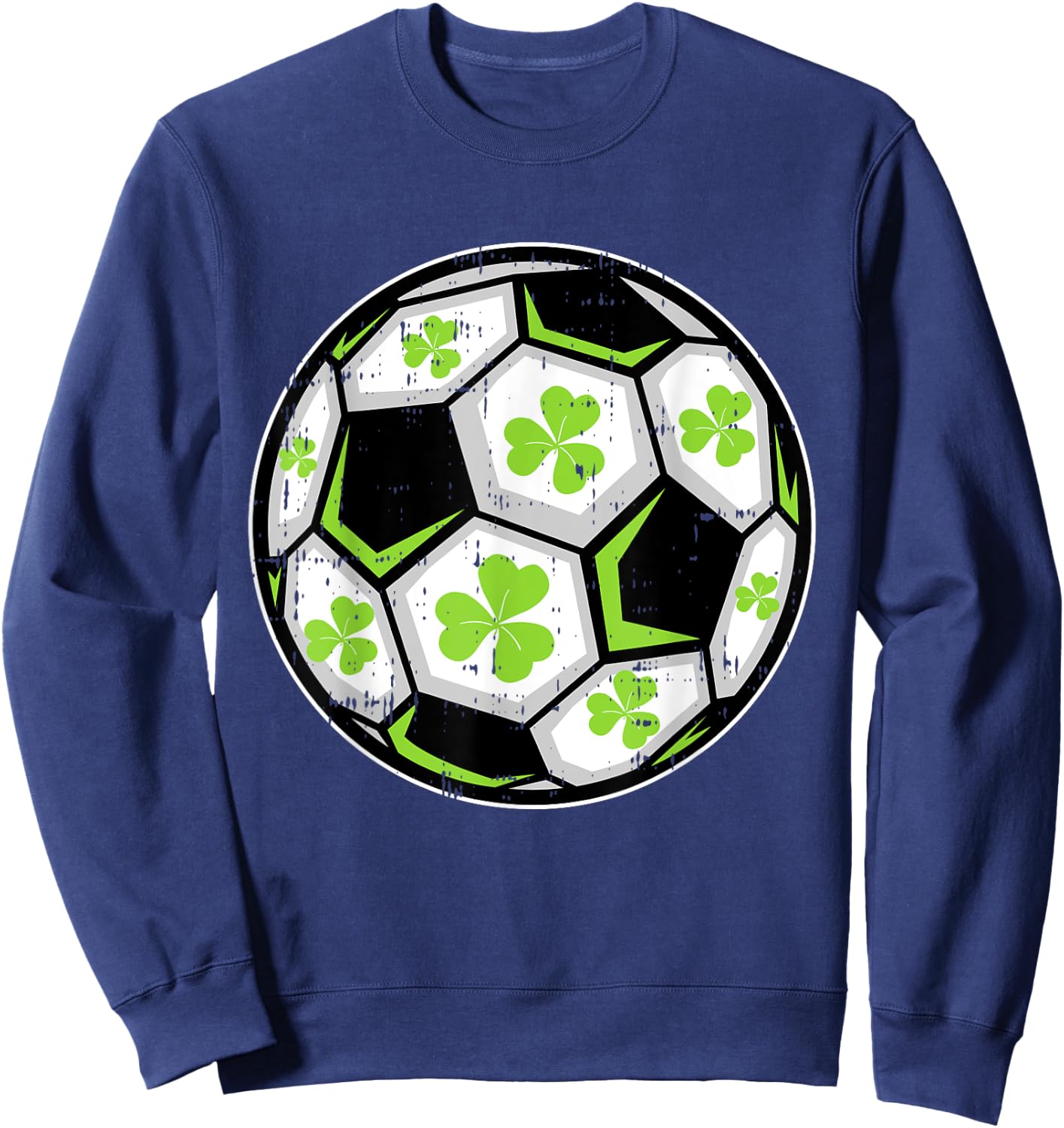 Soccer Ball Shamrock St Patricks Day Clover Sport Boys Girls Sweatshirt - Sweatshirt | Navy