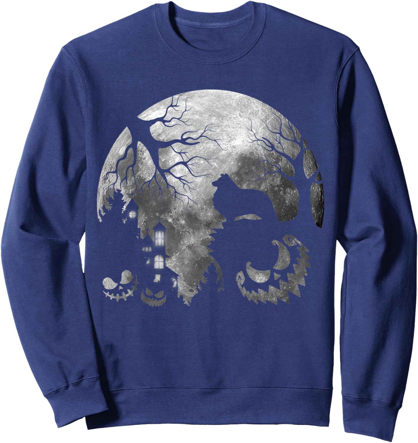 Sheltie Dog Moon Howl in Forest Halloween Costume Men Women Kids Sweatshirt - Sweatshirt | Navy