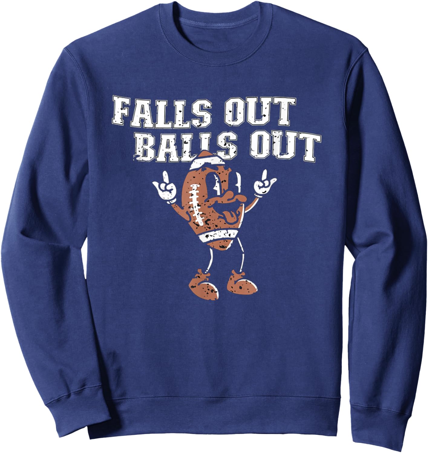 Retro Falls Out Balls Out Football Vintage Thanksgiving Sweatshirt - Sweatshirt | Navy