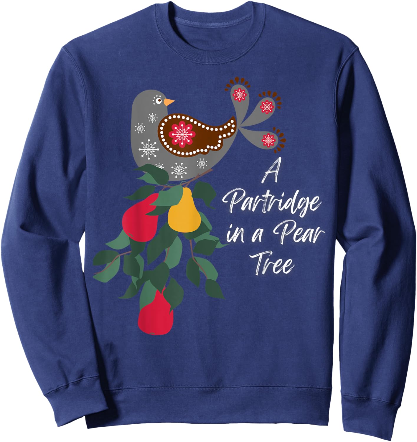 LittleFeats -Adult 12 Days of Christmas Song , Black, Small, Short Sleeve, Classic Fit, Cotton 60% Polyester 40% Sweatshirt - Sweatshirt | Navy
