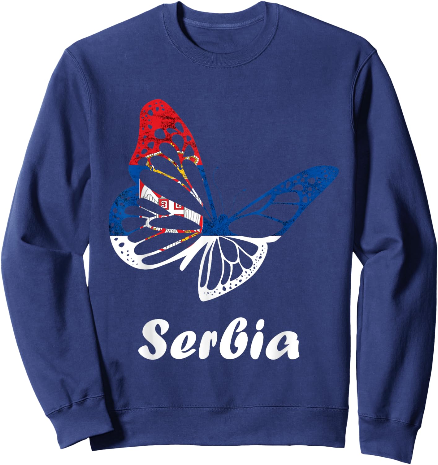 Serbian Butterfly Serbian Roots Srbija Serbia Serbian Flag Sweatshirt - Sweatshirt | Navy
