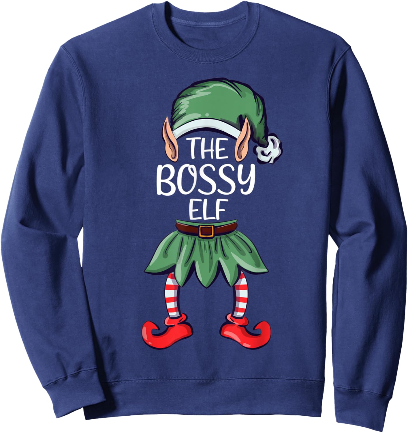 The Bossy Elf Elf Christmas Matching Family Group Elf Sweatshirt - Sweatshirt | Navy
