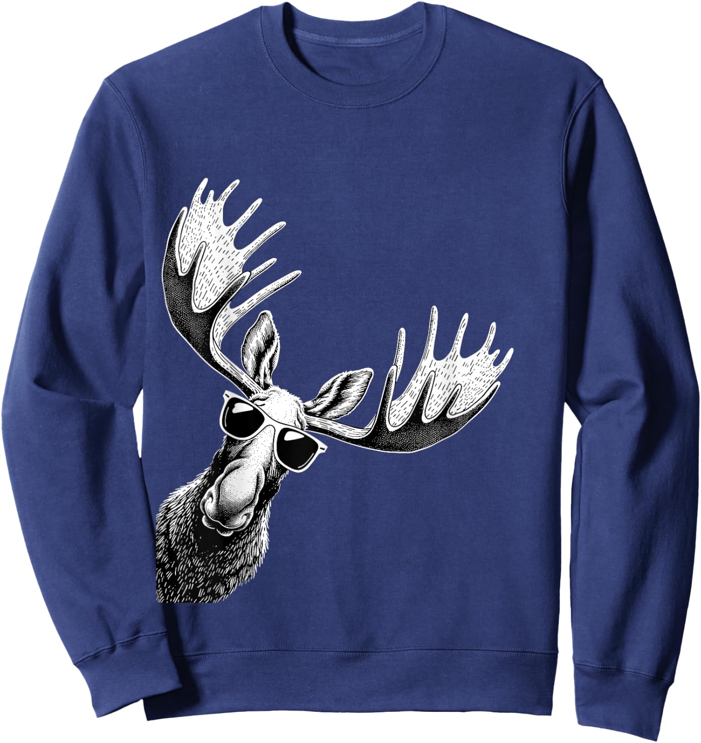 Funny Moose Wearing Sunglasses Alaska Moose Lovers Sweatshirt - Sweatshirt | Navy
