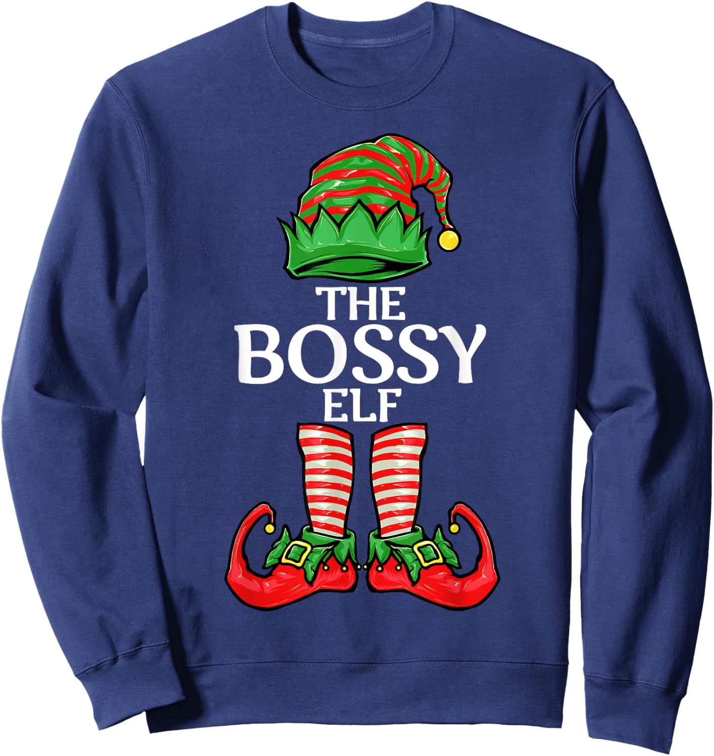 Bossy Elf Christmas Family Matching Group Sweatshirt - Sweatshirt | Navy