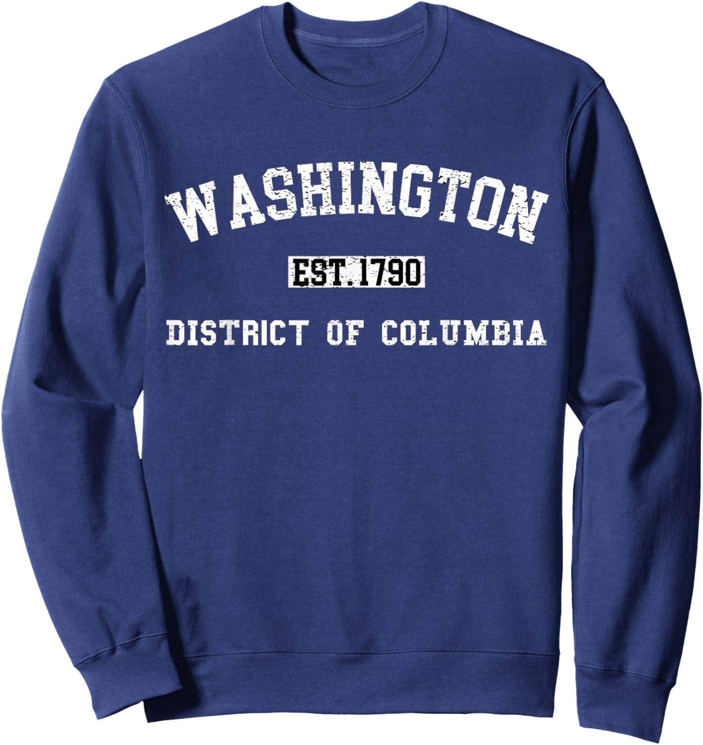 Vintage Washington DC USA Varsity Style Sports Sweatshirt - Sweatshirt | Navy