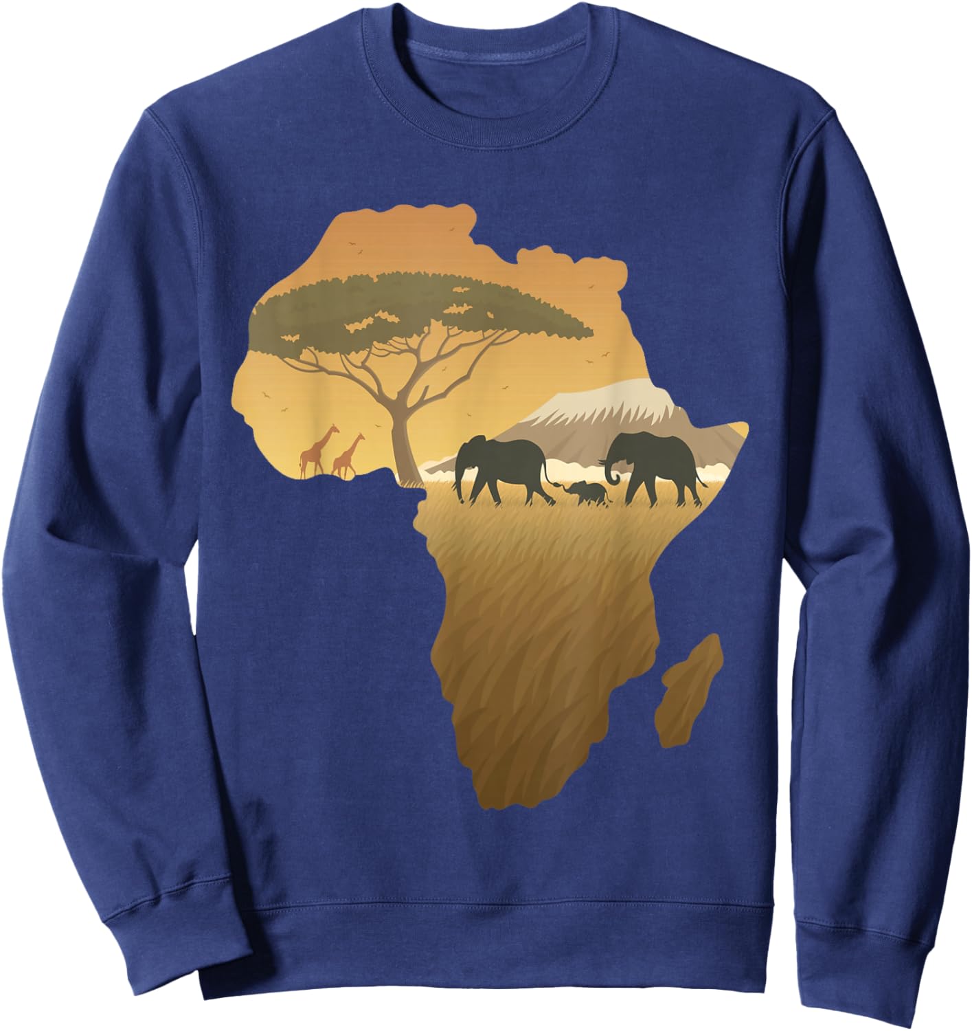 Africa Elephant Map Dad South Animal Big Five Safari Sweatshirt - Sweatshirt | Navy