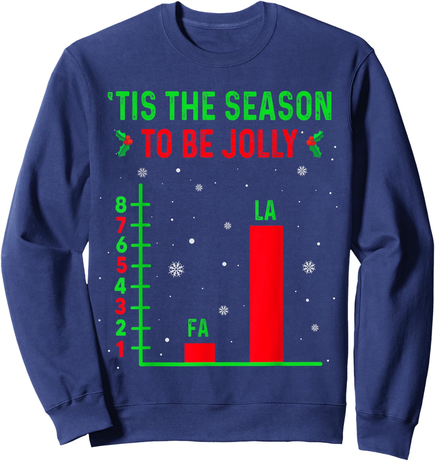 Fa La 8 Funny Math Pun, Math Teacher Christmas Ugly Sweater Sweatshirt - Sweatshirt | Navy