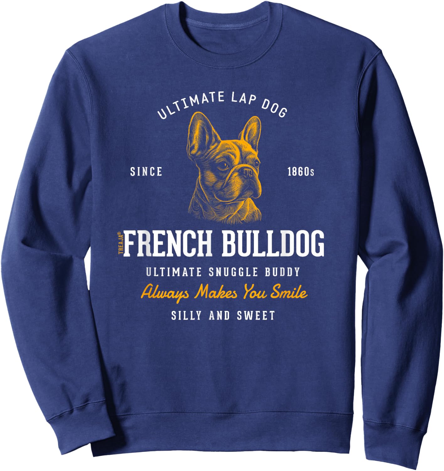 Vintage Styled Retro French Bulldog Sweatshirt - Sweatshirt | Navy