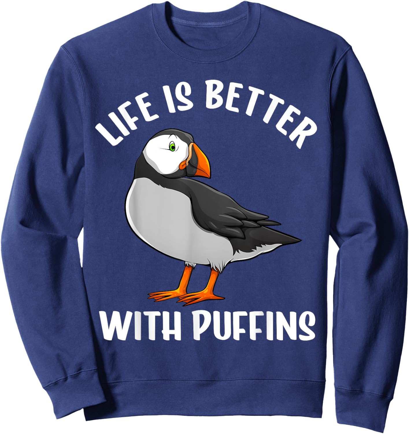 Funny Puffin Bird Design Women Auks Seabird Lovers Sweatshirt - Sweatshirt | Navy