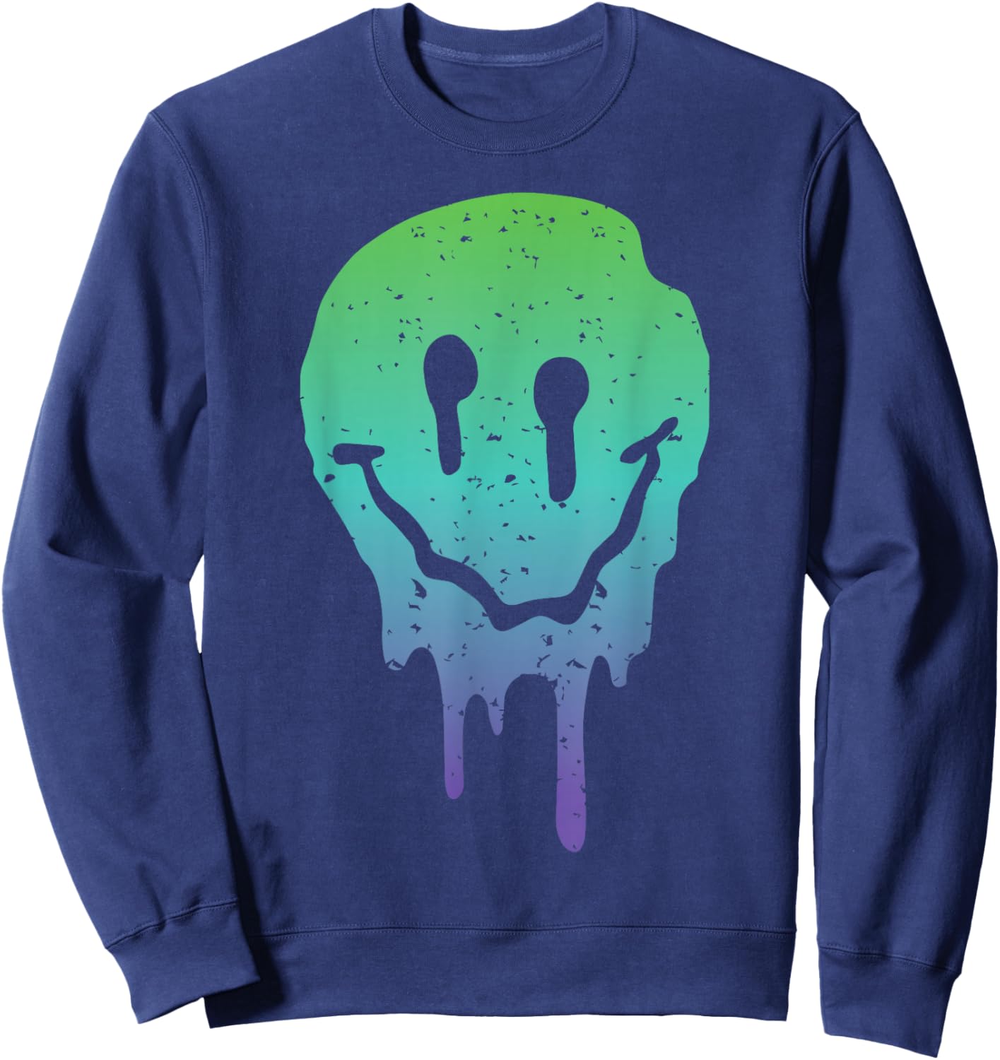 Synthwave Aesthetic Techno Music Rave Acid Face Raver Sweatshirt - Sweatshirt | Navy