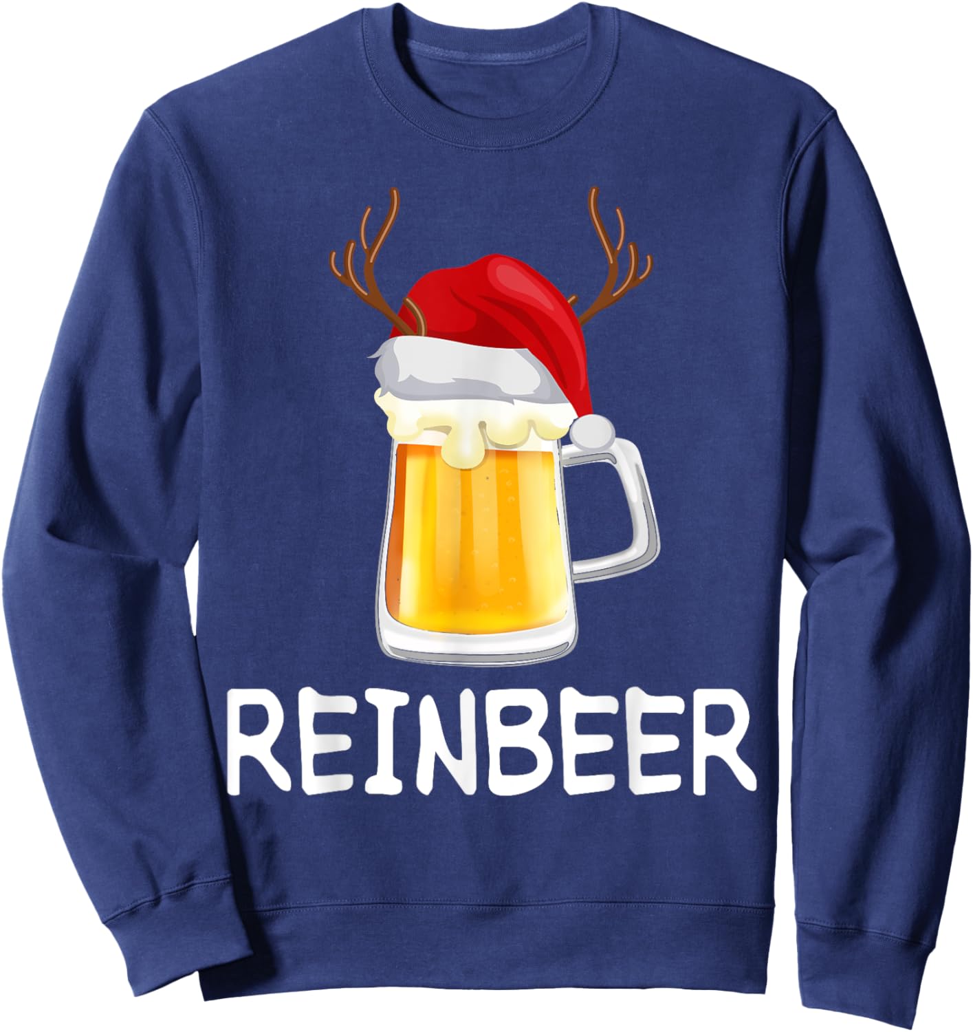 ReinBeer WineDeer Funny Beer Wine Christmas Couples Matching Sweatshirt - Sweatshirt | Navy