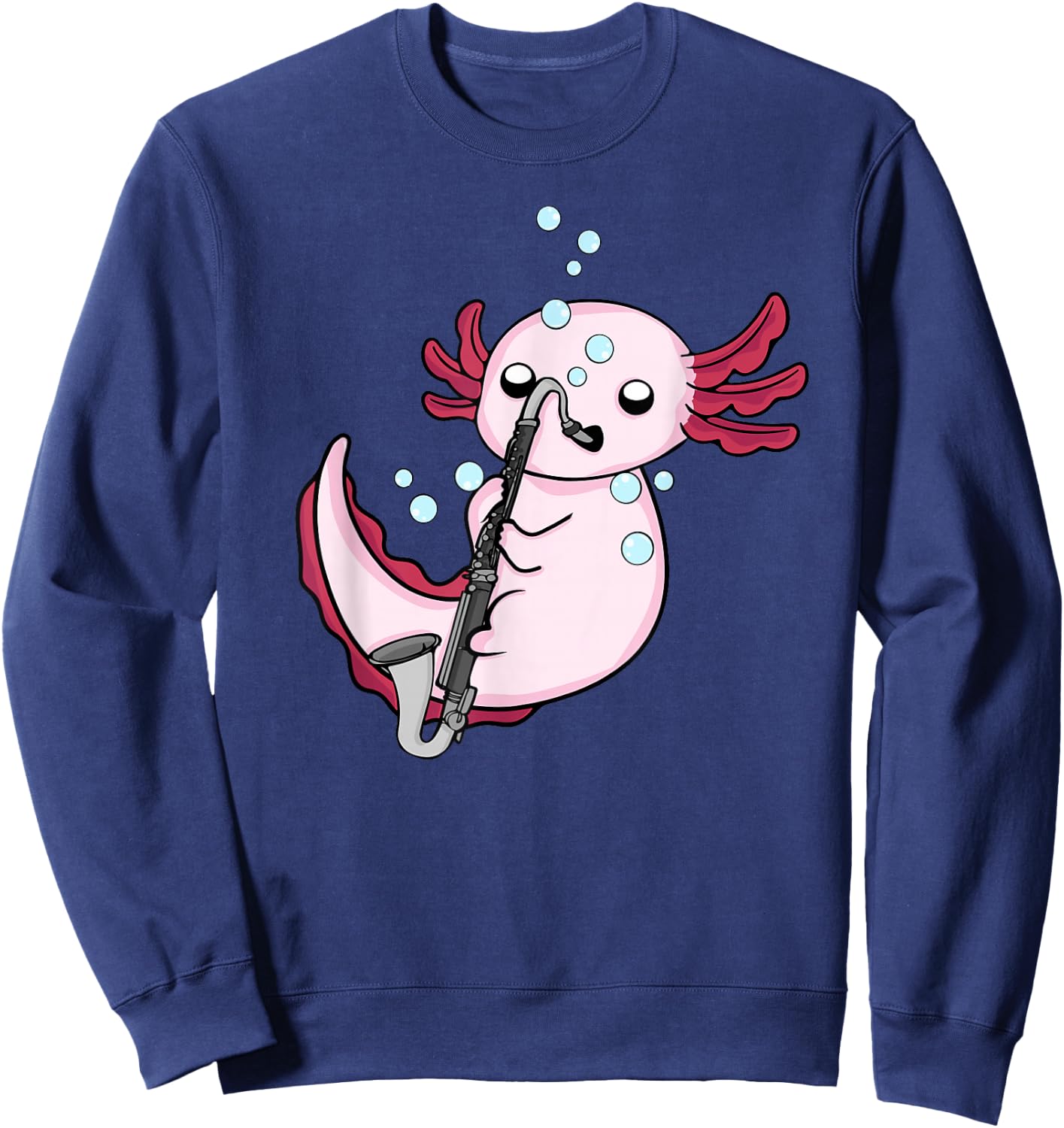Bass Clarinet Player Kids Axolotl Music Lover Bass Clarinet Sweatshirt - Sweatshirt | Navy