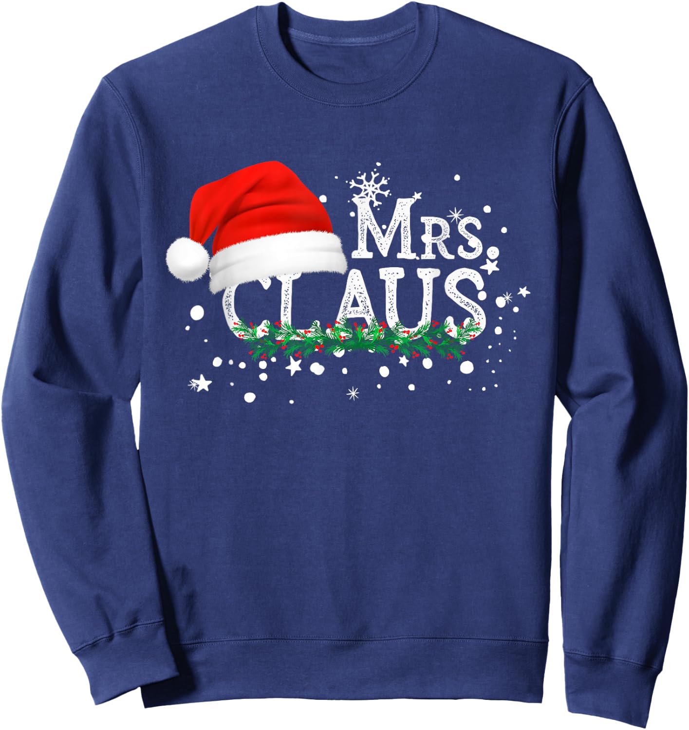 Mrs Claus Christmas Couples Matching Her Xmas Pajama Sweatshirt - Sweatshirt | Navy