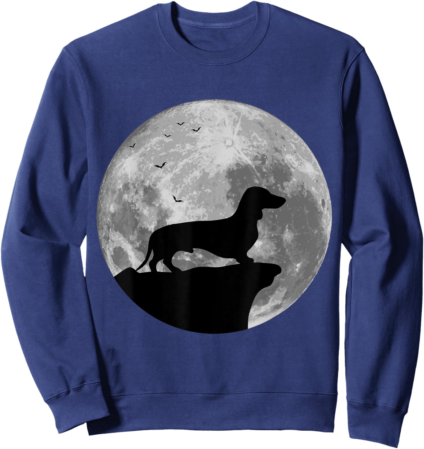 Dachshund Silhouette In The Moon Halloween Costume Sweatshirt - Sweatshirt | Navy