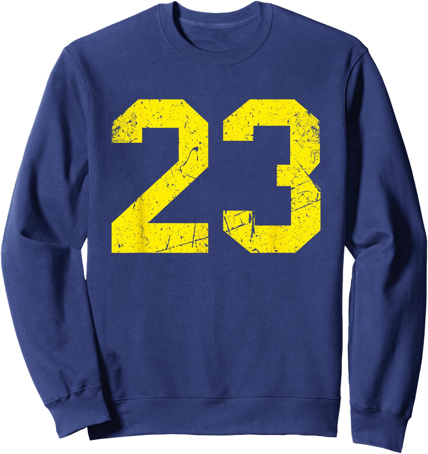 Vintage Yellow Sports Team Number #23 Sweatshirt - Sweatshirt | Navy