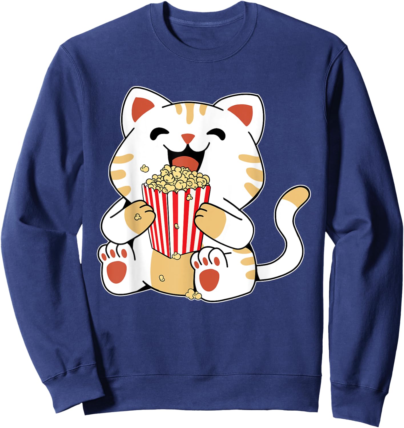 Cat Popcorn Kids Cute Funny Movie Night Sweatshirt - Sweatshirt | Navy
