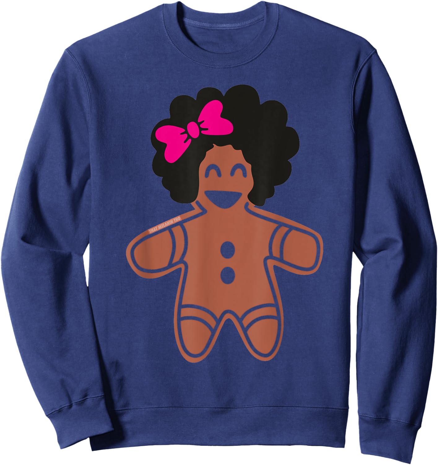 Cute Gingerbread Girl With Afro African American Gingerbread Sweatshirt - Sweatshirt | Navy