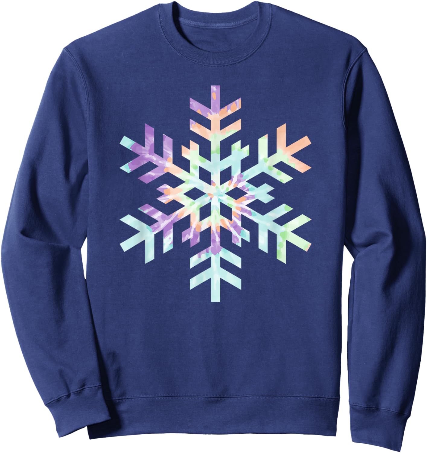 Tie Dye Snowflake Winter Christmas Sweatshirt - Sweatshirt | Navy