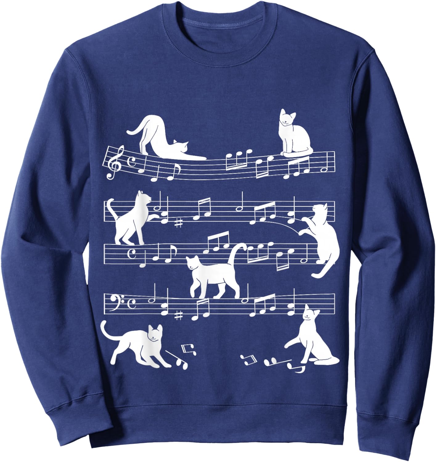 Cat Music Pet Cat Design Women Girls Kids Sweatshirt - Sweatshirt | Navy