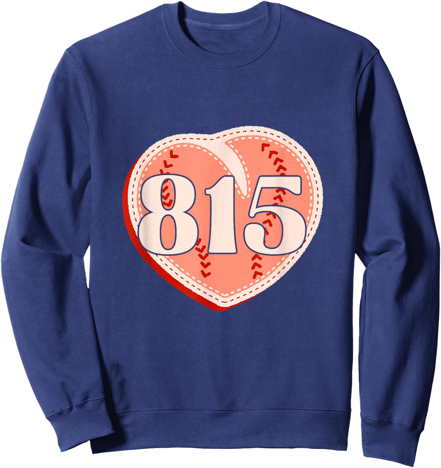 Retro Rockford Illinois 815 A Peach With Baseball Seams Sweatshirt - Sweatshirt | Navy