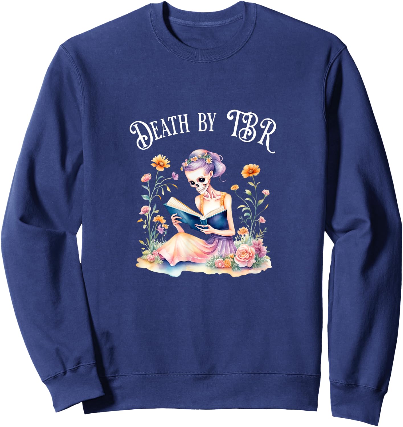 Death By TBR - Gothic book lover in Preppy Gothiccore Sweatshirt - Sweatshirt | Navy