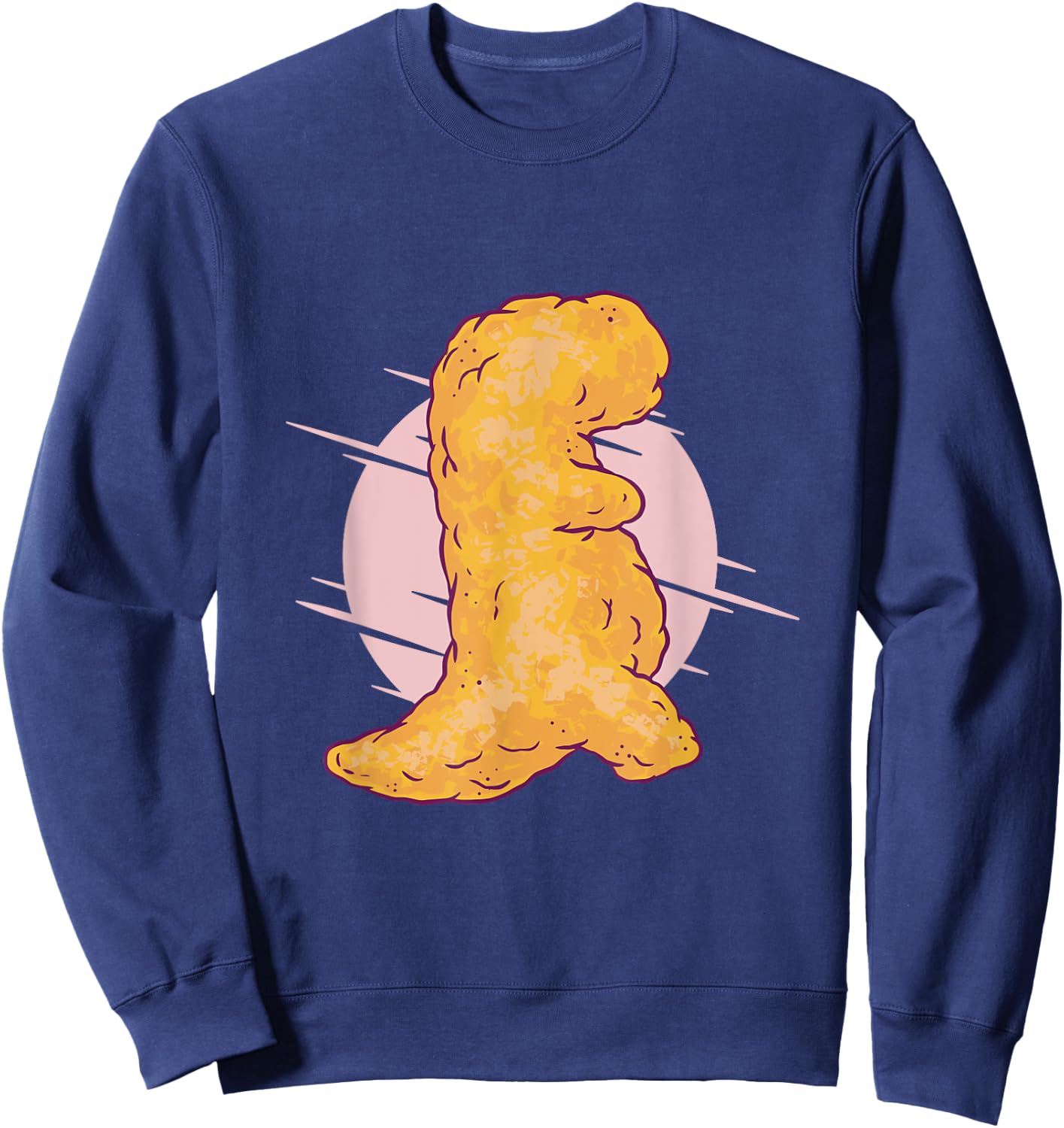 Dino Nugget Dinosaur Chicken Nugget Funny Graphic Sweatshirt - Sweatshirt | Navy