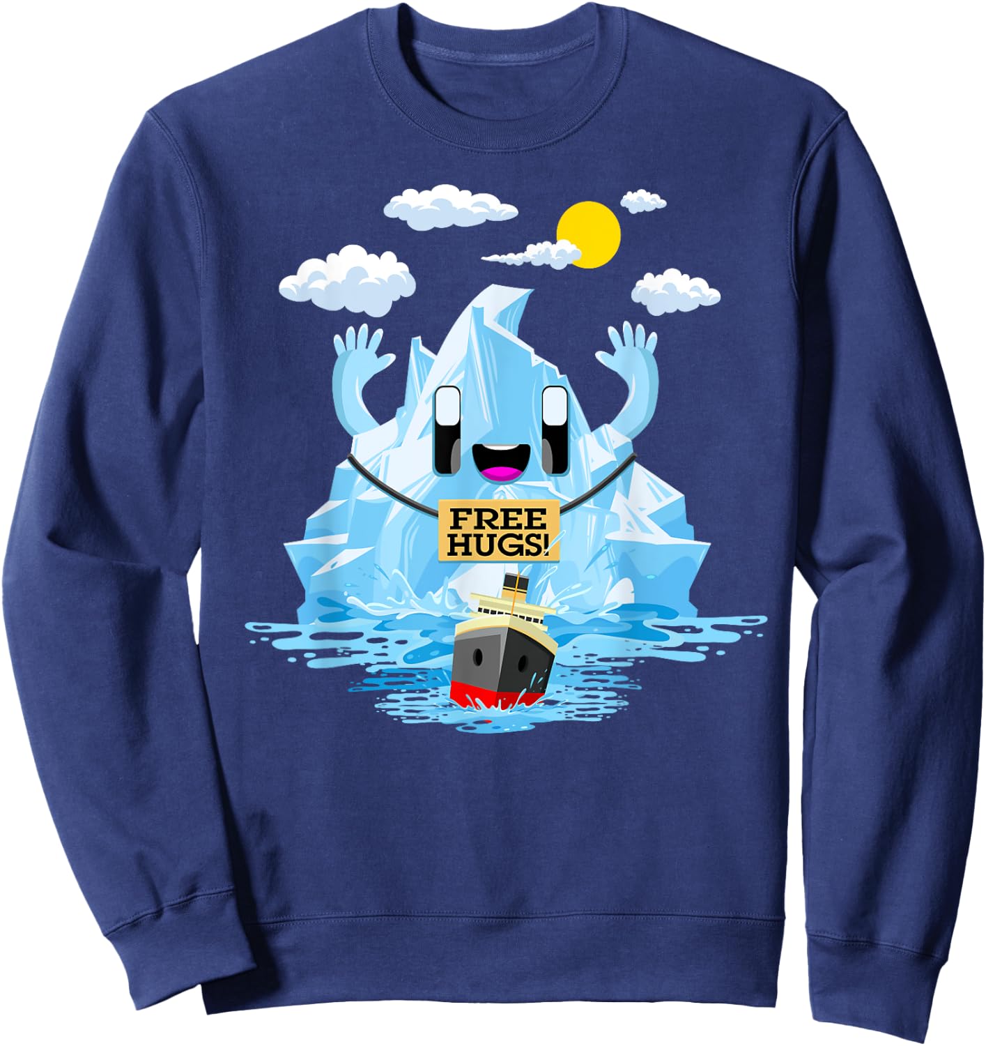 Free Hugs Iceberg Titanic Funny RMS Titanic Free Hugs Sweatshirt - Sweatshirt | Navy