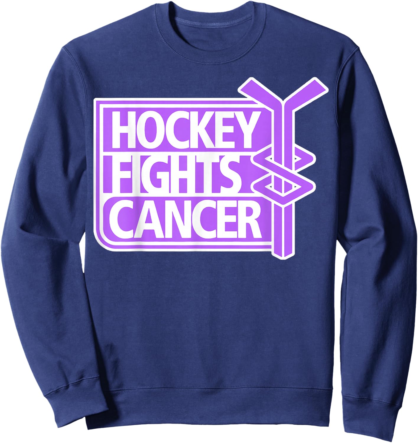 Hockey Fights Cancer Adult Classic Fit Short Sleeve Black Sweatshirt - Sweatshirt | Navy
