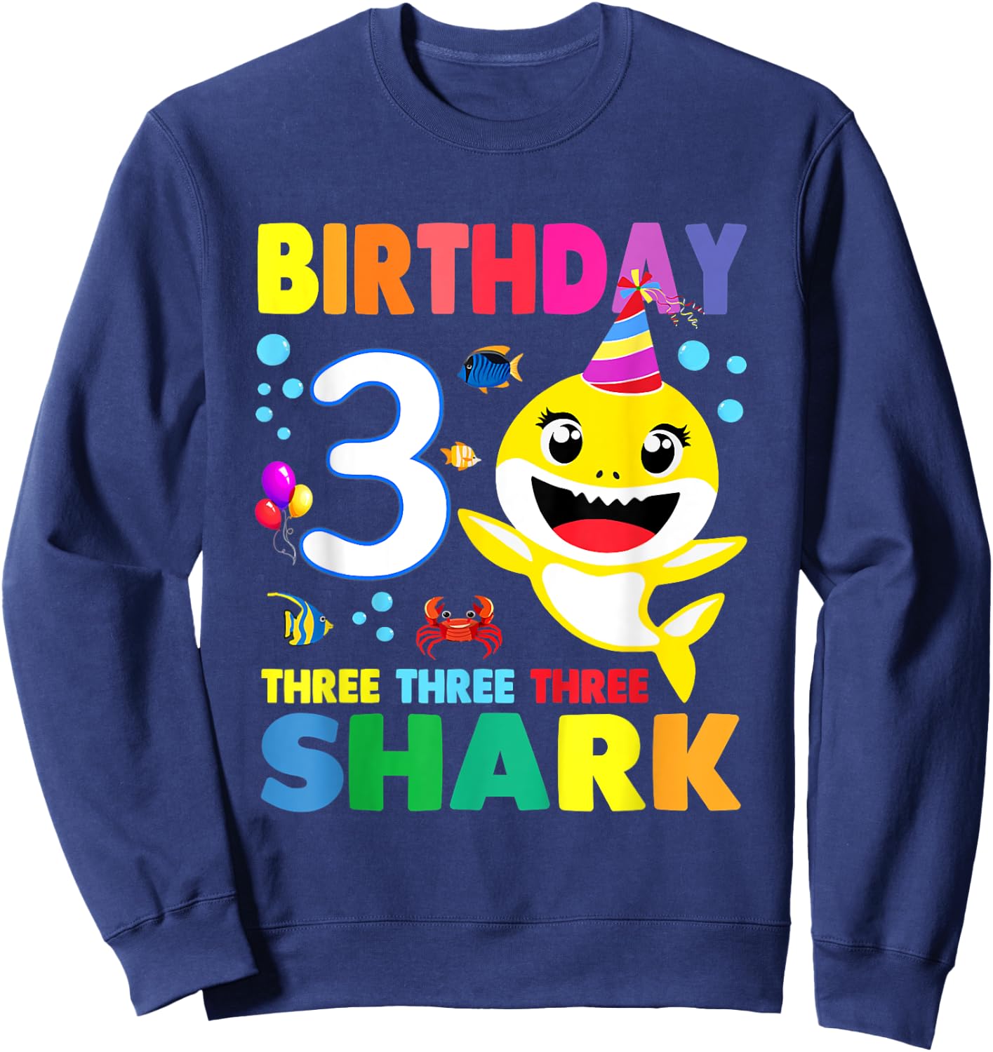 Birthday Kids Shark 3 Year Old 3rd Birthday Matching Family Sweatshirt - Sweatshirt | Navy