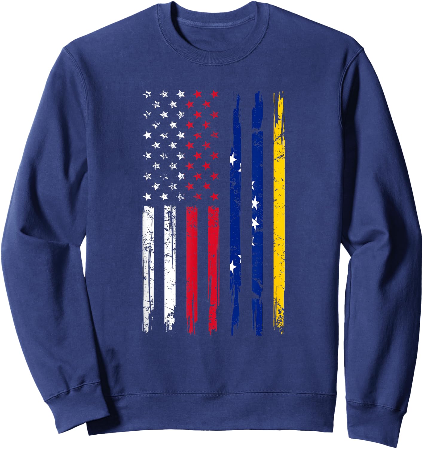 Half American And Venezuelan Usa Venezuela Flag Men Roots Sweatshirt - Sweatshirt | Navy