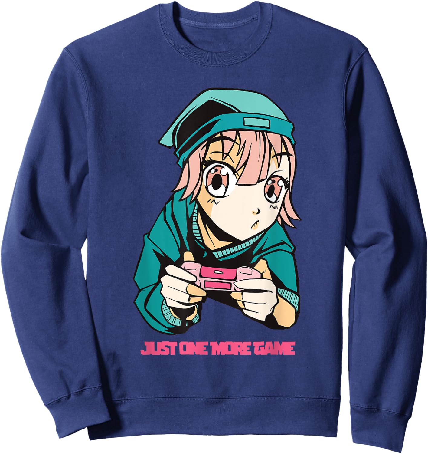 Just one more Game Anime Girls Gamer Lover Sweatshirt - Sweatshirt | Navy