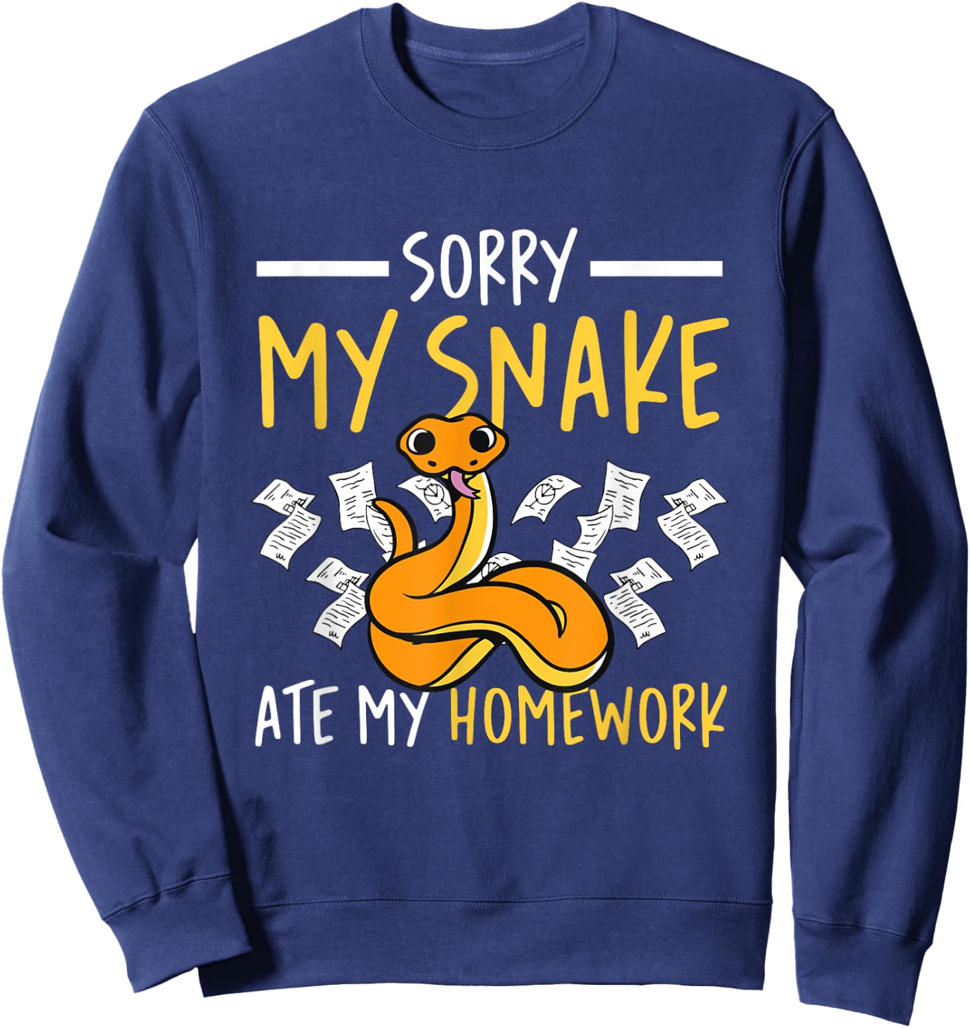 Sorry My Snake Ate My Homework School Reptile Serpent Kids Sweatshirt - Sweatshirt | Navy