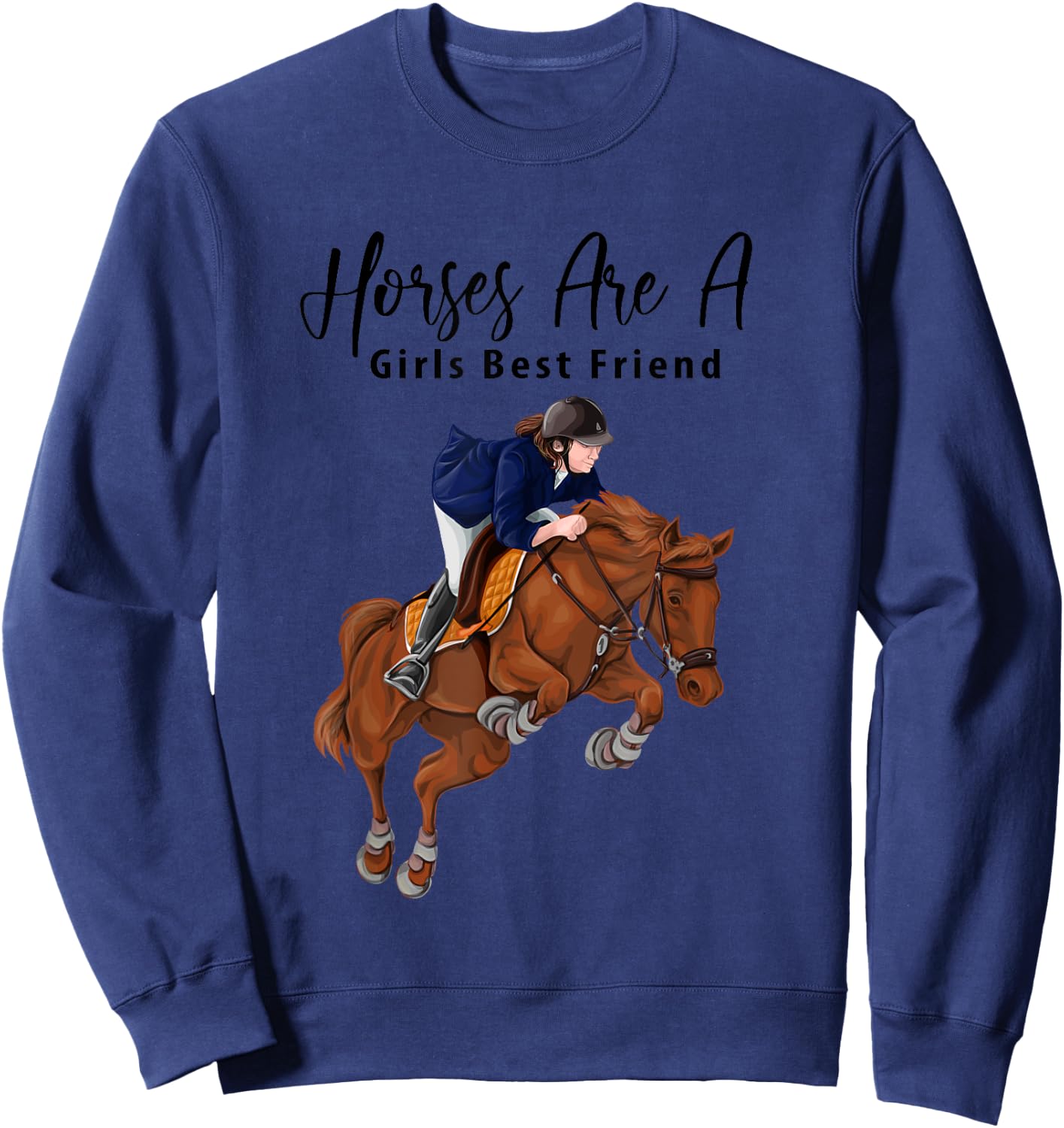 Equestrian Horses Are A Girls Best Friend Sweatshirt - Sweatshirt | Navy