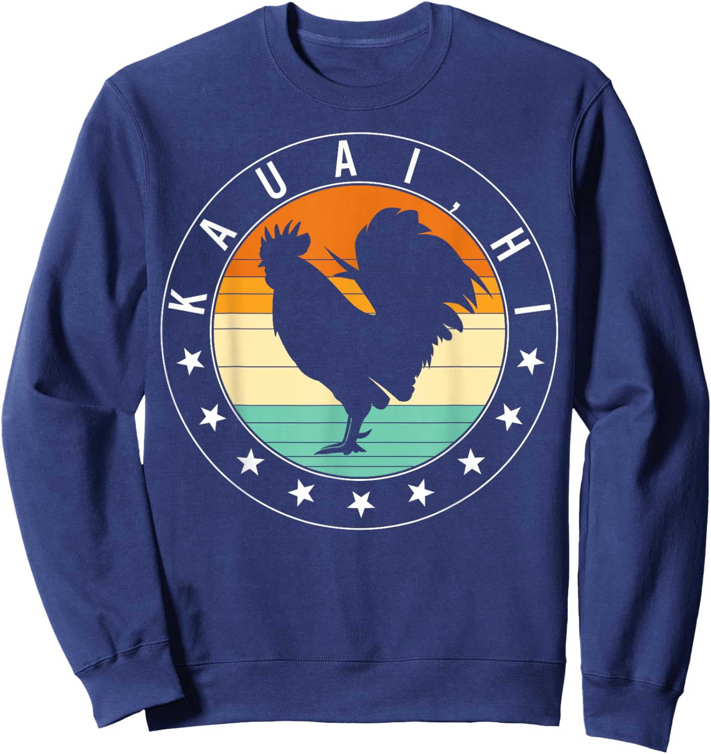 Kauai Hi Wild Feral Chicken Souvenir Hawaii Rooster Fighting Sweatshirt - Sweatshirt | Navy