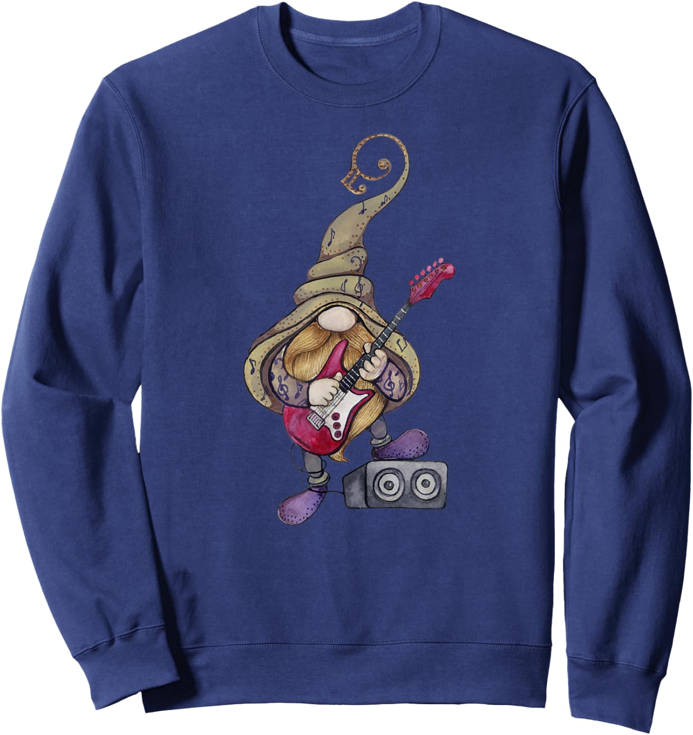 Musical Gnome Guitar Player, Playing Guitar Music Sweatshirt - Sweatshirt | Navy