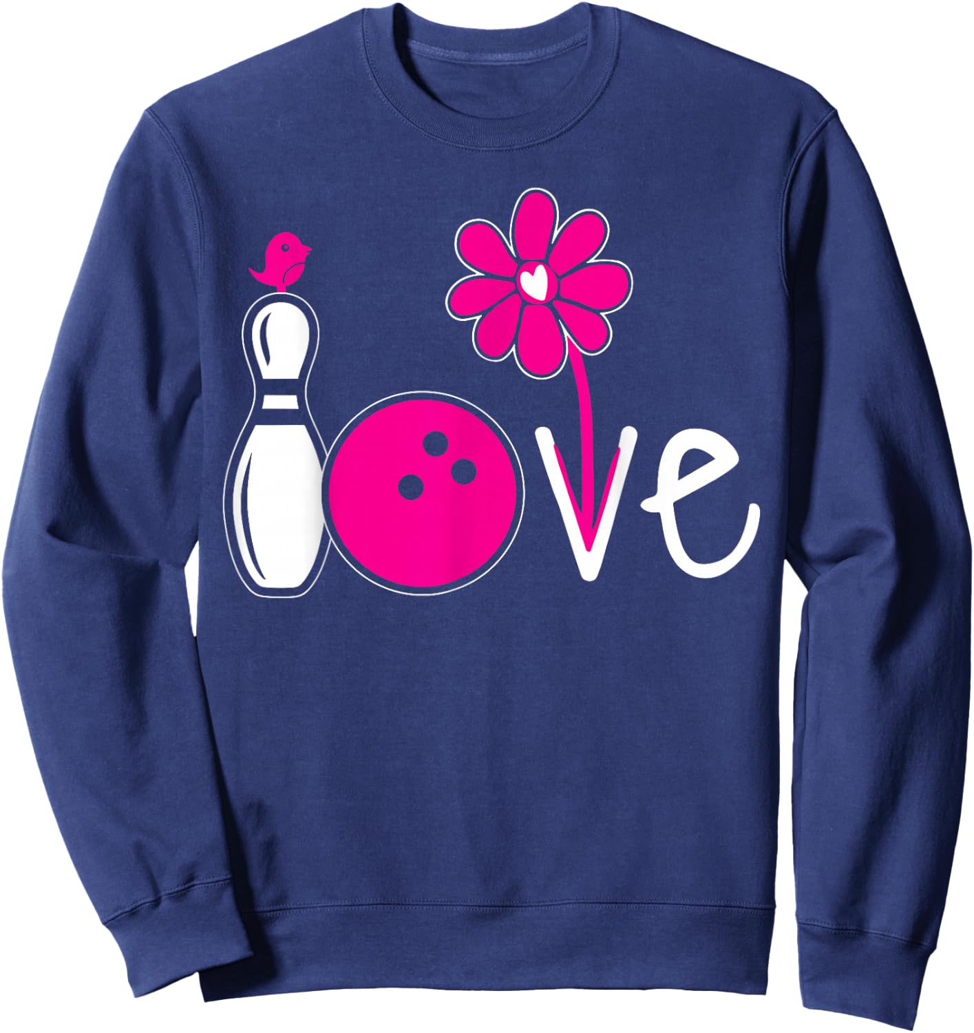 Women Bowling-Shirt Girls Love Team Bowling Vintage Sweatshirt - Sweatshirt | Navy