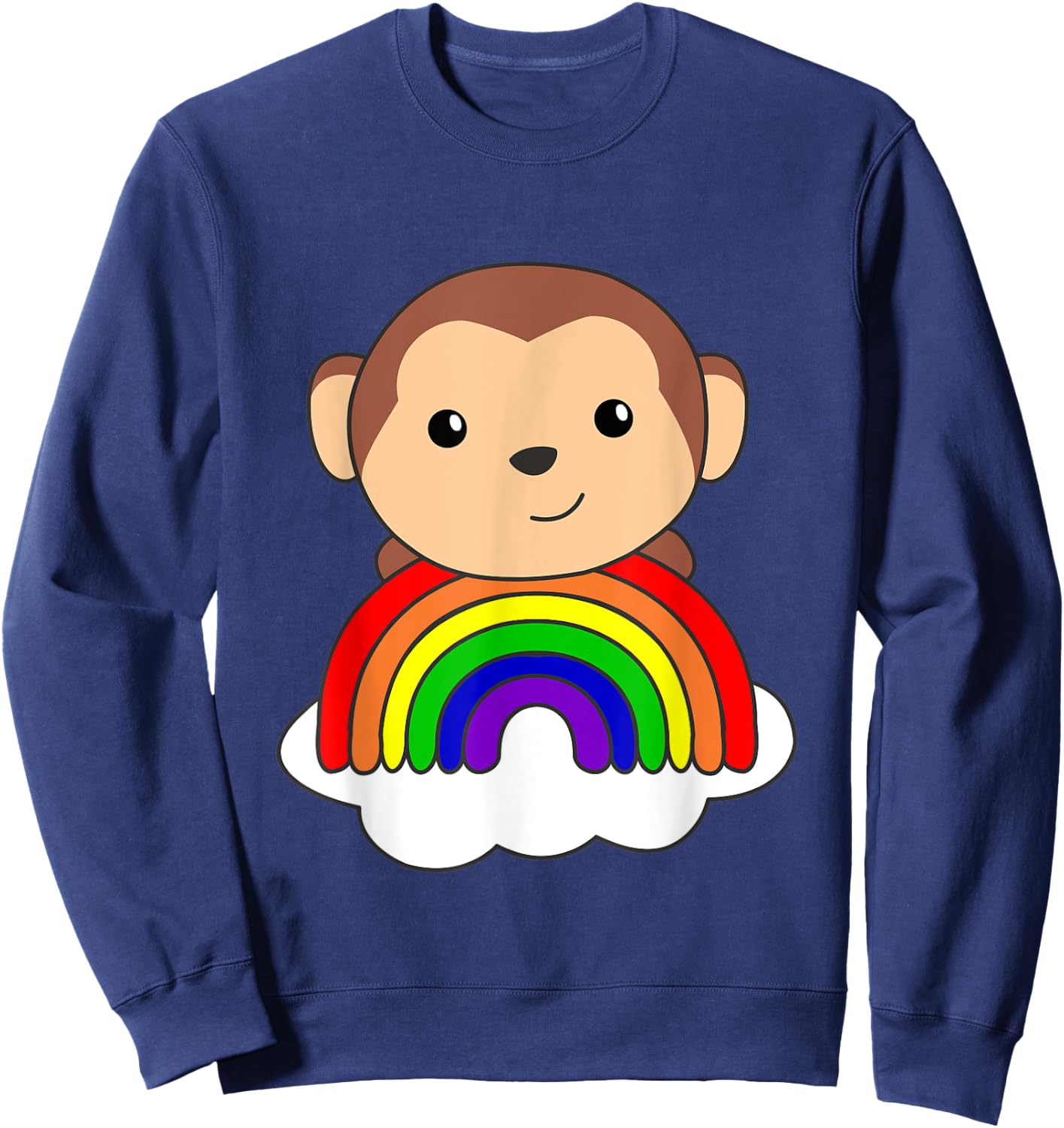 Monkey Rainbow Cloud Cute Animals For Kids Monkeys Sweatshirt - Sweatshirt | Navy