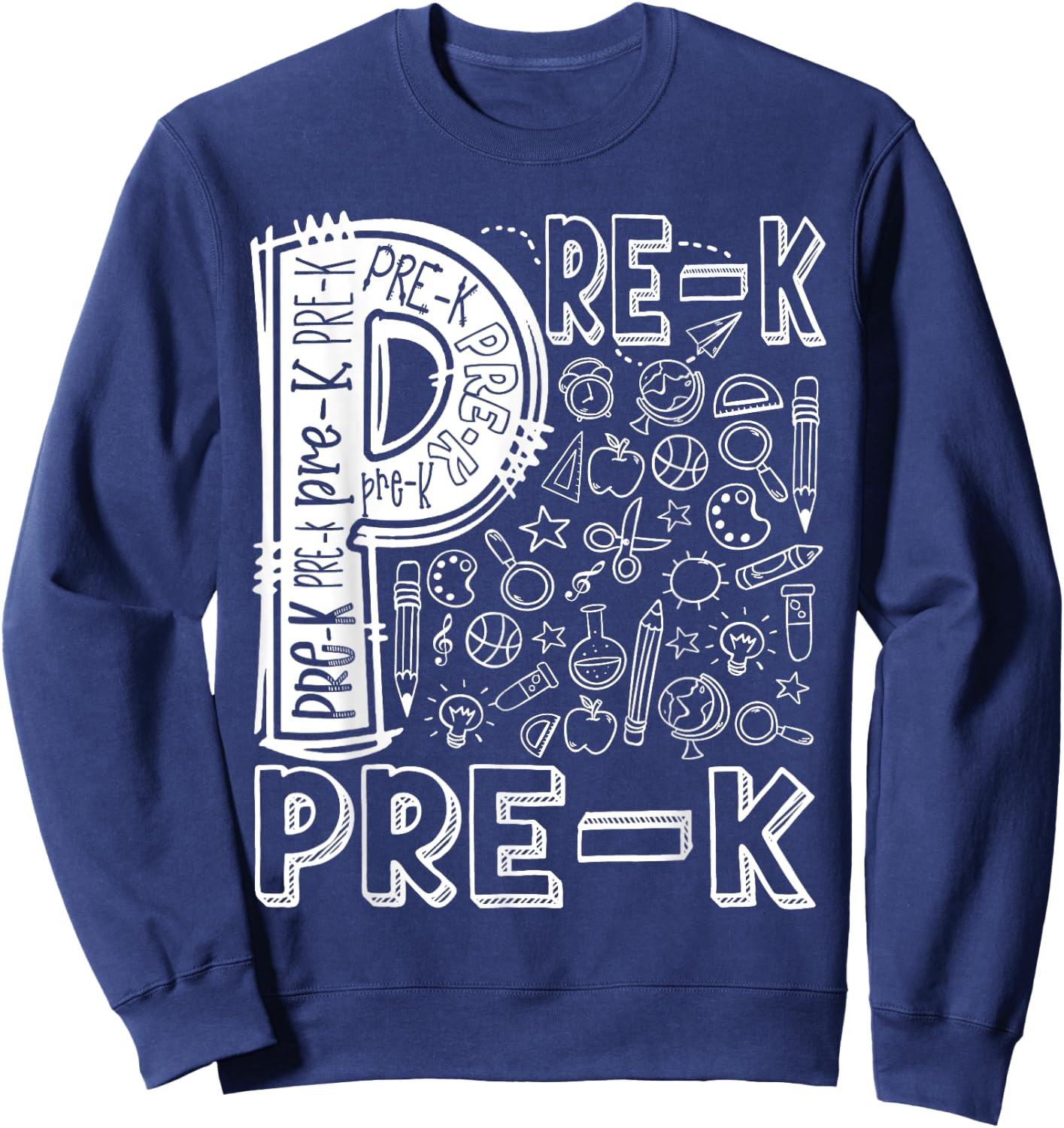 Pre-K Typography Team Vintage Pre-K Teacher Back To School Sweatshirt - Sweatshirt | Navy