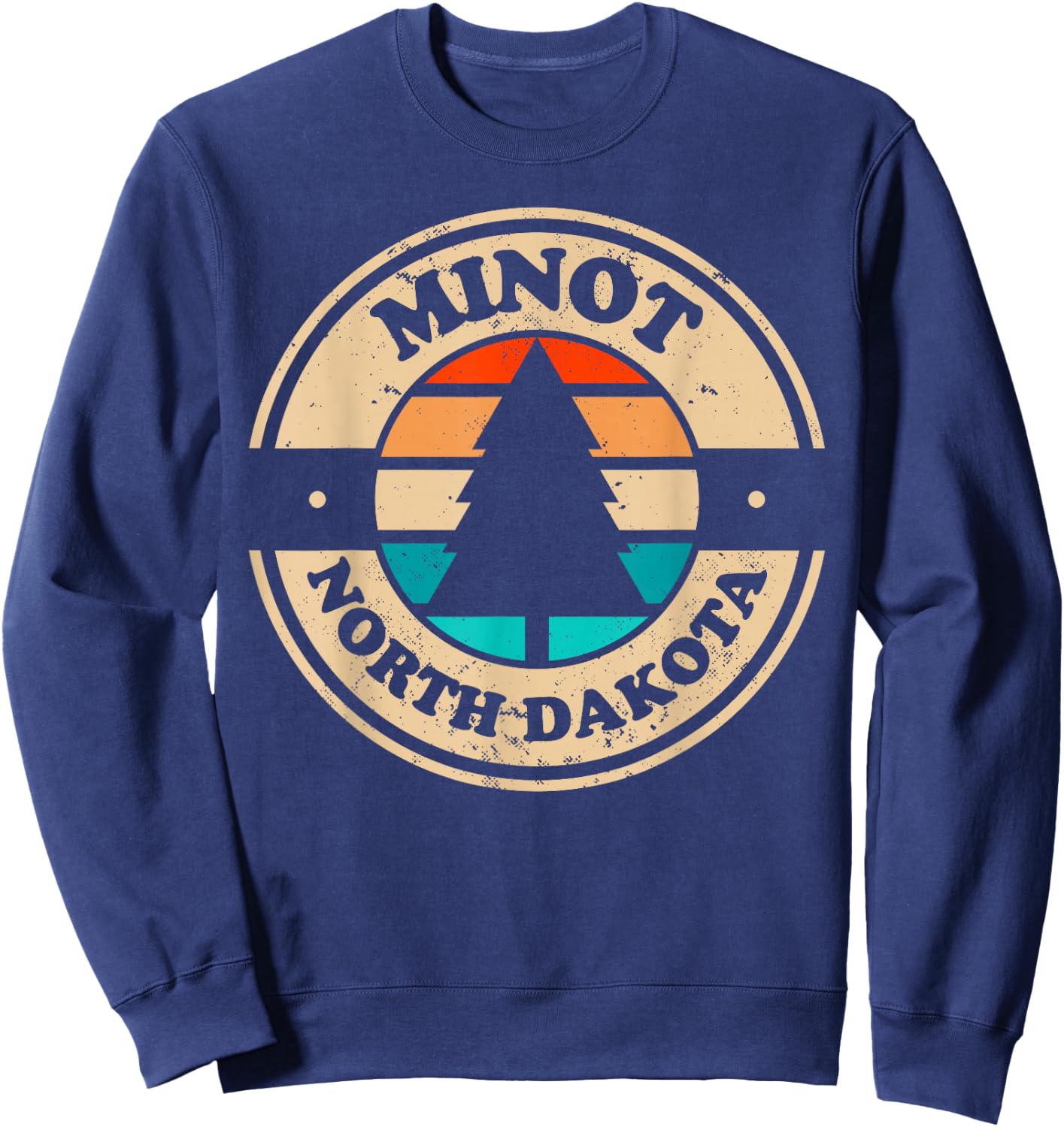 Minot North Dakota ND Vintage Graphic Retro 70s 80s Sweatshirt - Sweatshirt | Navy
